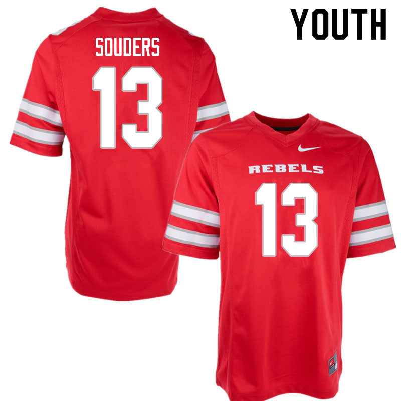 Youth #13 Kalvin Souders UNLV Rebels College Football Jerseys Sale-Red